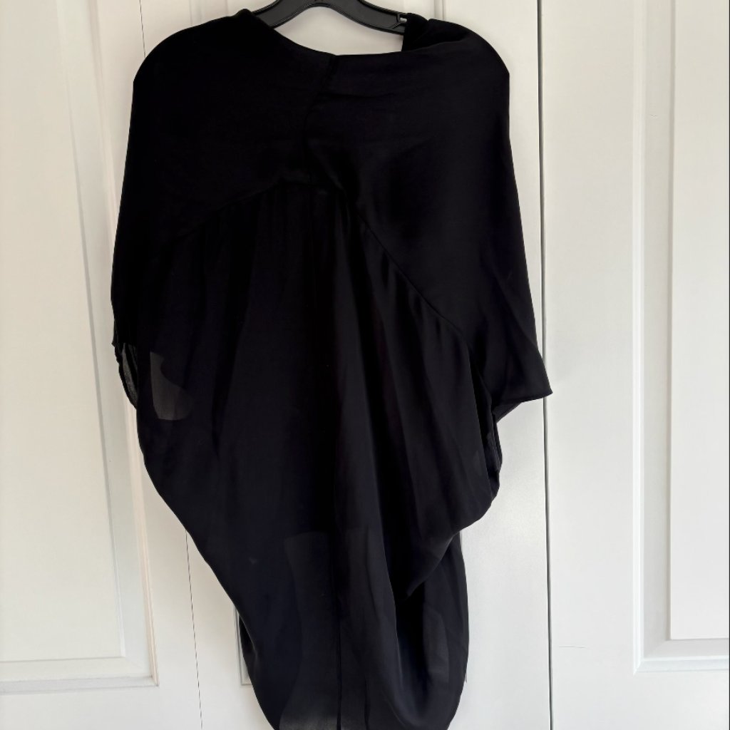 Vince Flowy Black Silk Tunic Top